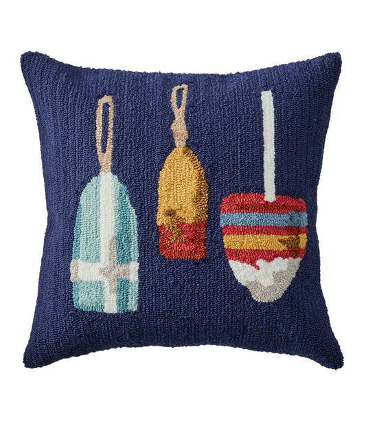 Indoor/Outdoor Hooked Pillow, Buoys L.L.Bean Classic