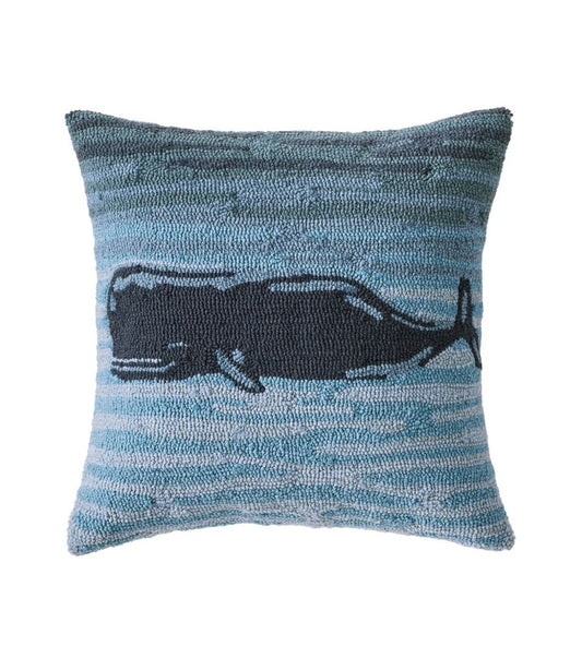 Indoor/Outdoor Hooked Pillow, 18x18 Whale L.L.Bean Trending