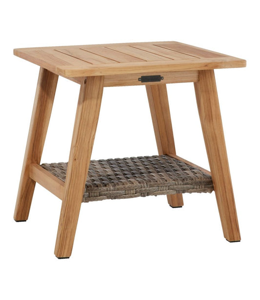Teak Side Table with Wicker Storage Shelf L.L.Bean Everyday