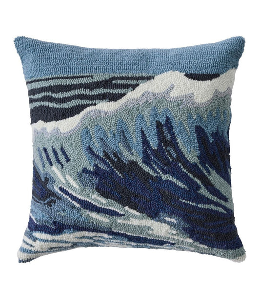 Indoor/Outdoor Hooked Pillow, 18x18 Ocean Waves L.L.Bean Recommended