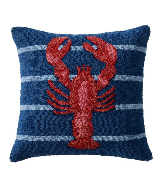 Indoor/Outdoor Hooked Pillow, 18x18 Lobster L.L.Bean Classic