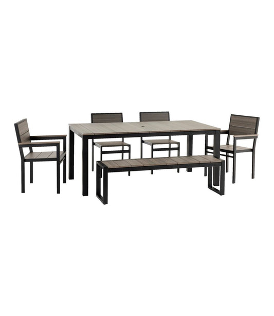 Aluminum/Recycled Poly Lumber Farmhouse Dining Set, Black L.L.Bean Everyday