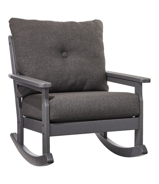 All-Weather Patio Rocker with Textured Cushion, Slate Gray L.L.Bean New