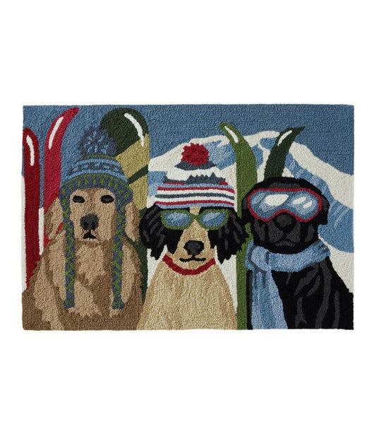 Indoor/Outdoor Vacationland Rug, Dogs Skiing L.L.Bean Best Seller