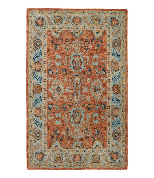 Single Border Terracotta Wool Tufted Rug L.L.Bean Essential