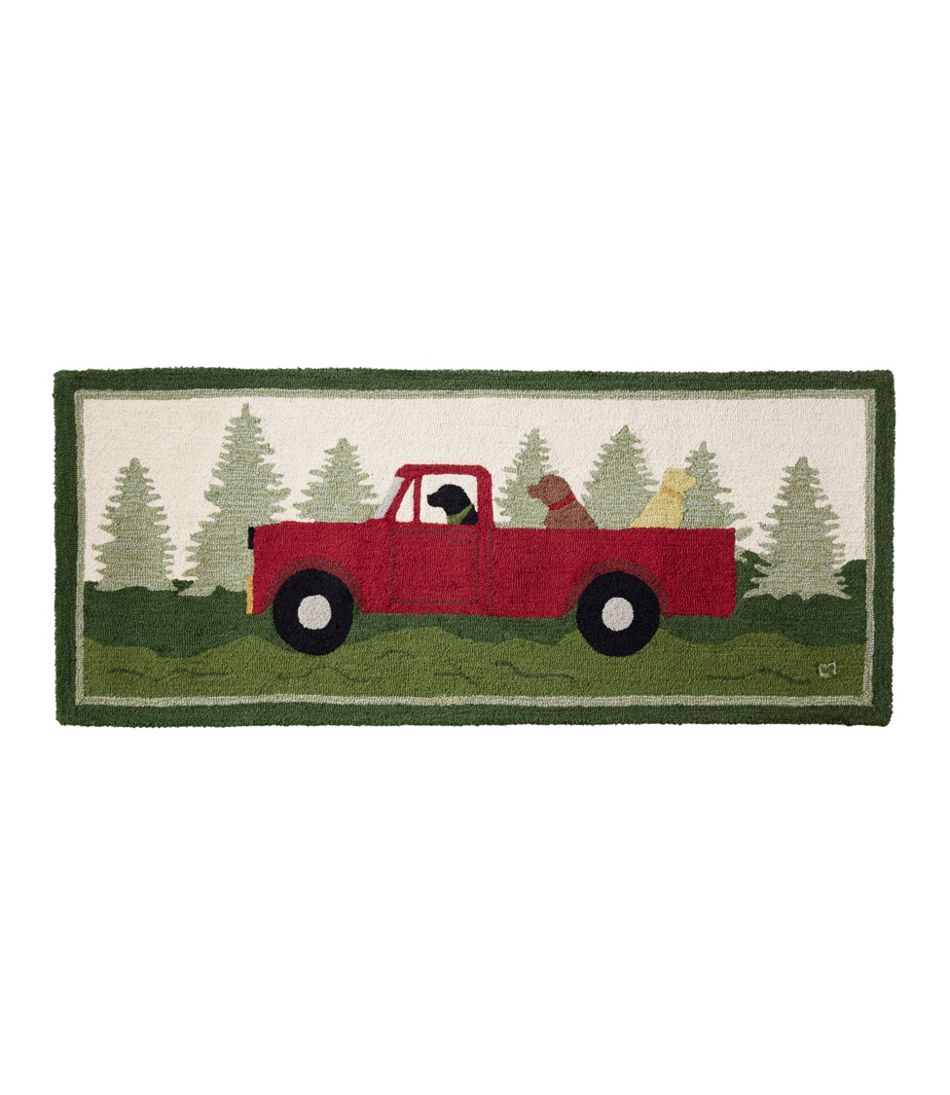 Wool Hooked Novelty Runner, Dog Caravan L.L.Bean New