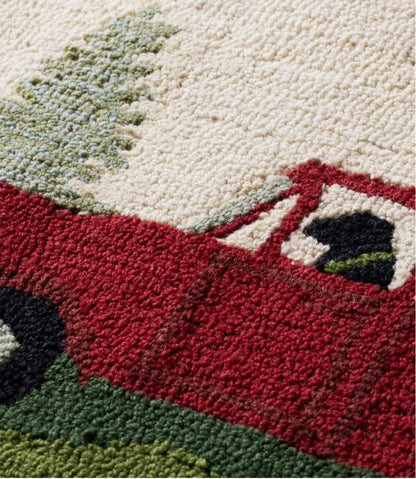 Wool Hooked Novelty Runner, Dog Caravan L.L.Bean New