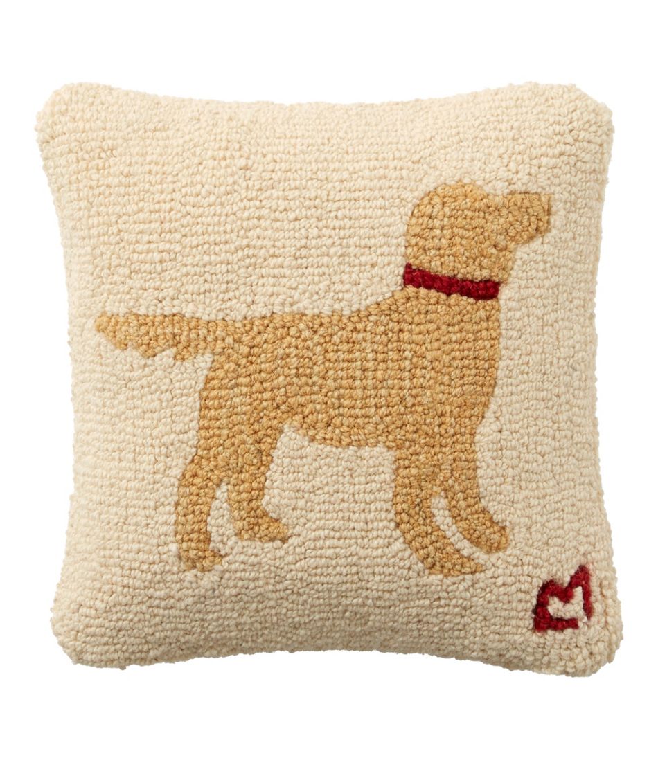 Wool Hooked Throw Pillow, Yellow Dog, 14" x 14" L.L.Bean Essential