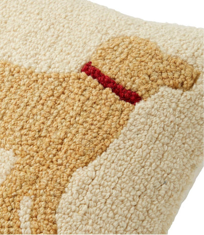 Wool Hooked Throw Pillow, Yellow Dog, 14" x 14" L.L.Bean Essential