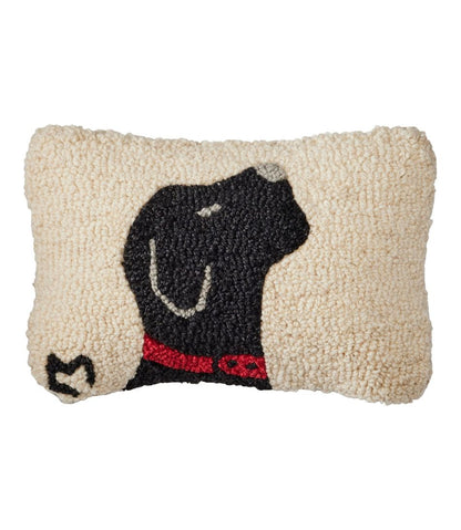 Wool Hooked Throw Pillow, Black Labrador, 8" x 12" L.L.Bean Value