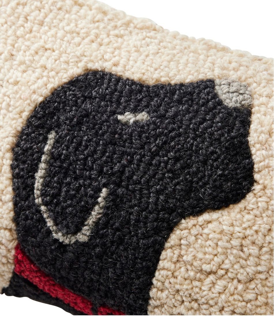 Wool Hooked Throw Pillow, Black Labrador, 8" x 12" L.L.Bean Value