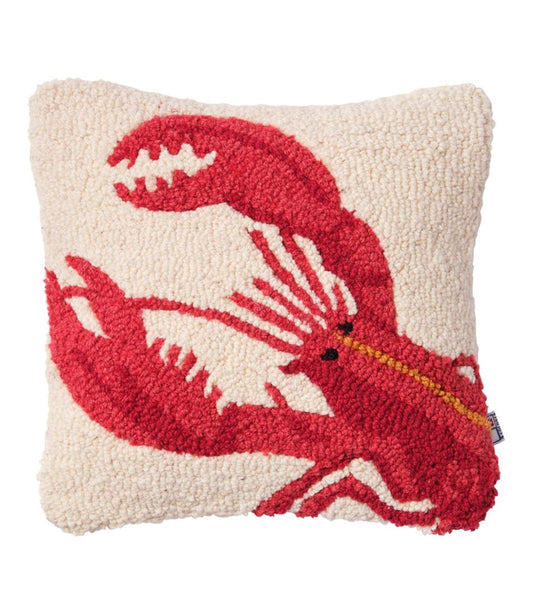 Wool Hooked Throw Pillow, Red Lobster, 14" x 14" L.L.Bean Everyday