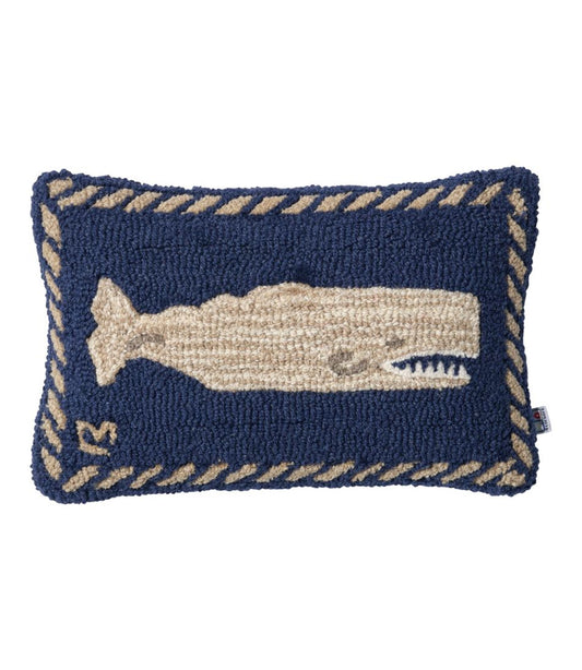 Wool Hooked Throw Pillow, Whale, 12" x 18" L.L.Bean Trending