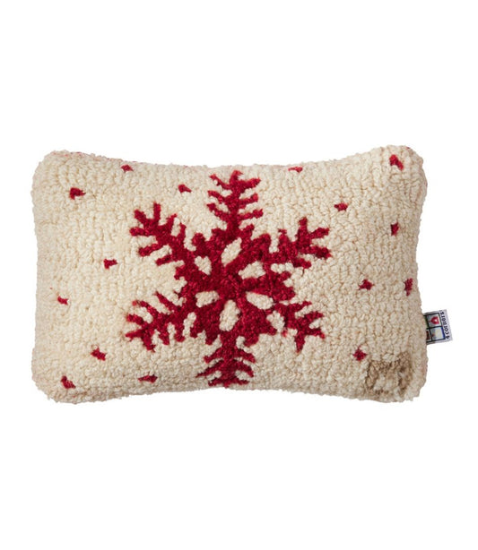 Wool Hooked Throw Pillow, Red Flake, 8" x 12" L.L.Bean Everyday