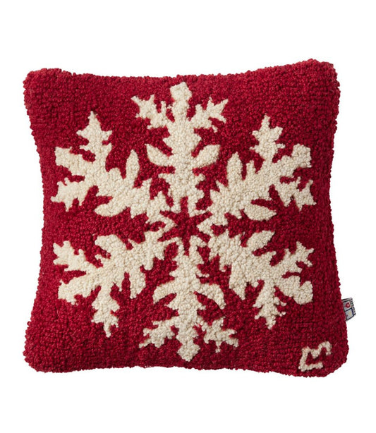 Wool Hooked Throw Pillow, Snowflake, 14" x 14" L.L.Bean New