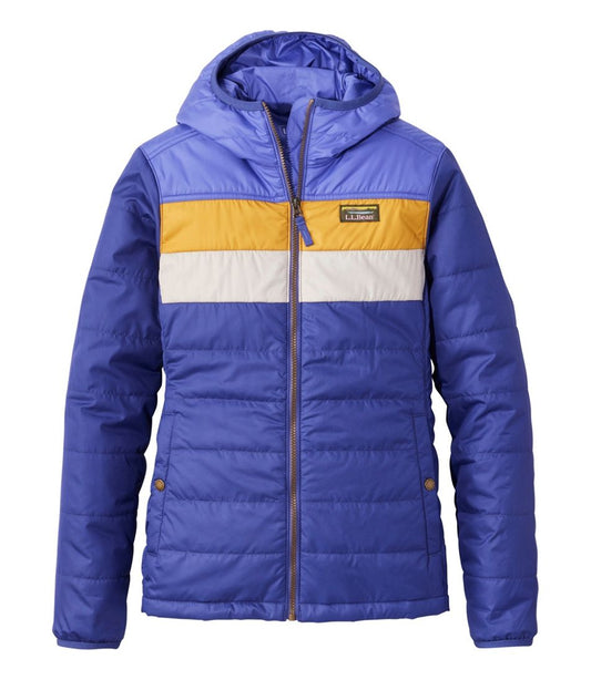 Women's Mountain Classic Puffer Hooded Jacket, Colorblock L.L.Bean Premium